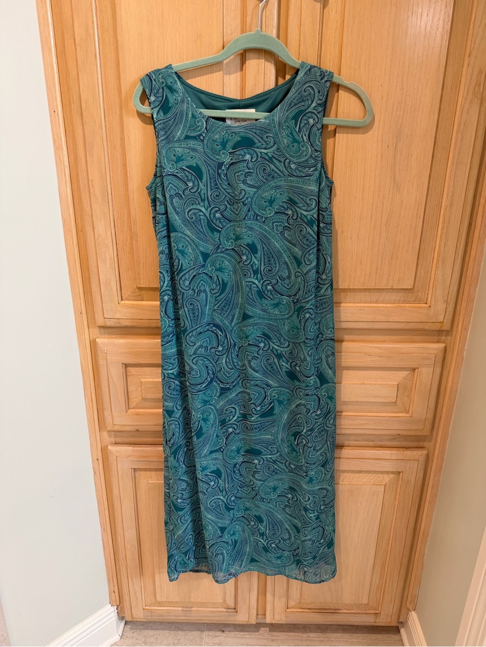 Vintage Sleeveless Teal Paisley Midi Dress - Kari New York